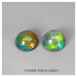 Pair 2pcs Round Natural AAA Floral Flash Play Of C