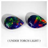 Pair 2p Pear Natural AAA Floral Flash Play Of Colo