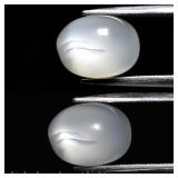 3.60ct 10.5x8mm Oval Cabochon Natural White Cat's