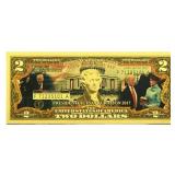 Gold Foil Donald Trump $2 Banknote
