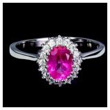 925 Sterling Silver Ring Oval Pink Topaz 7x5mm Nat