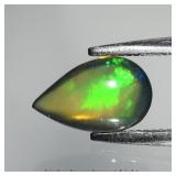 0.43ct 8x5mm Pear Cabochon Natural Black Opal - Co