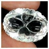 Oval With Back Flower Carving Natural White Quartz