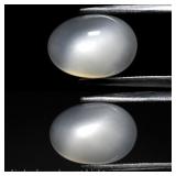 3.43ct 11.3x8mm Oval Cabochon Natural White Cat's