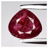 0.89ct 6.7x6mm Pear Natural Purplish Red Ruby - He