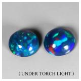 Pair 2p Round Natural AAA Floral Flash Play Of Col