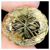 Oval Cut With Back Flower Carving Lemon Quartz 53c