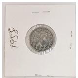 Silver 1958 Canada 10ï¿½ Coin