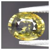 0.78ct 6x4.5mm Oval Natural Yellowish Green Zircon