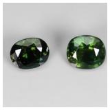 Pair 2pcs Oval Cut Natural Heated Only Green Sapph