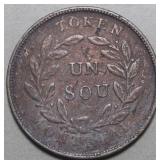 Canada LC-27A1 Montreal Bouquet Un Sou Token Br691