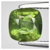 0.71ct 5x5mm Cushion Natural Green Sapphire - Heat