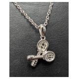 Silvergenuine Diamond 0.015ct Necklace 16-18'