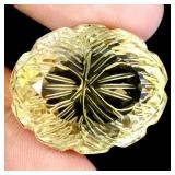 Oval Cut With Back Flower Carving Lemon Quartz 51.