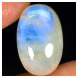 Oval Cab Natural White With Fire Blue Luster Moons