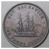 Canada NB-2B1 Victoria 1854 One Penny Token Br911