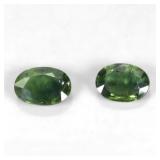 Pair 2pcs Oval Natural Heated Only Green Sapphire