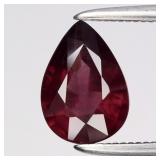 1.26ct 8.2x5.8mm Pear Natural Reddish Purple Rhodo