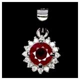 925 Sterling Silver Pendant Round Ruby 5mm Natural