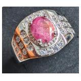 Silver 5.82g Ruby 1ct Ring Retail Value $400