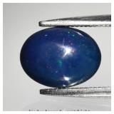 1.09ct 9x7mm Oval Cabochon Natural Black Opal - Co