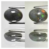 0.60ct 8x6mm Oval Cabochon Natural Black Opal - Ra