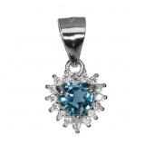 925 Sterling Silver Pendant Heart London Blue Topa