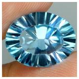 Oval Concave Cut Swiss Blue Topaz 6.48ct 13x10.5mm