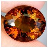 Oval Concave Cut Natural Unheated Cognac Quartz Br
