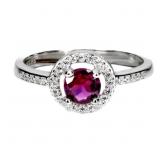 925 Sterling Silver Ring Round Rhodolite Garnet 5m