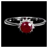 925 Sterling Silver Ring Round Ruby 5mm Natural Ge