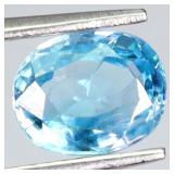 Oval Natural Heated Seafoam Blue Zircon Cambodia 2