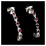 925 Sterling Silver Earrings Round Rhodolite Garne