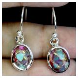 925 Sterling Silver Earrings Oval Kingman Turquois