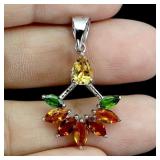 925 Sterling Silver Pendant Pear Citrine 7x5mm Chr