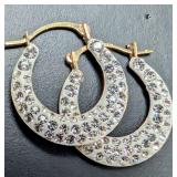 10K Gold 0.73g Crystal Hoop Earrings Retail