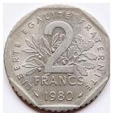 France 1980, 2 FRANCS coin 26.5mm