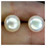 925 Sterling Silver Earrings Round Pearl 9mm Natur