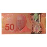 24K Gold Foil Canadian $50 Banknote