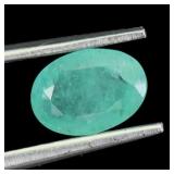 Oval Cut Natural Unheated Top Bluish Green Emerald