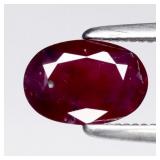 0.76ct 7x5mm Oval Natural Purplish Red Ruby - Heat