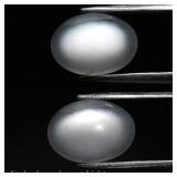 3.20ct 12x8.7mm Oval Cabochon Natural White Cat's
