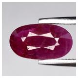 0.88ct 9x5mm Oval Natural Purplish Red Ruby - Heat