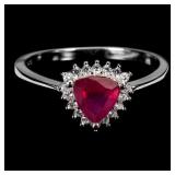 925 Sterling Silver Ring Triangle Ruby 6mm Natura