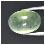 7.16ct 12.7x9mm Oval Cabochon Natural Green Prehni