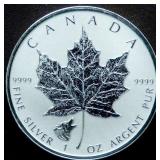 Canada $5 2016 Silver Maple Leaf Wolf privymark
