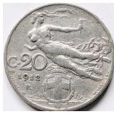 Italy 1912	Vittorio Emanuele III 20 CENTESIMI coin