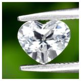 0.77ct 6x5mm IF Heart Natural White Topaz - Unheat