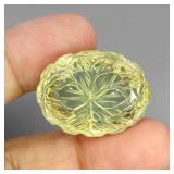 Oval Cut With Back Flower Carving Lemon Quartz 49.