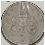 1970 United Kingdom 5 NEW PENCE coin